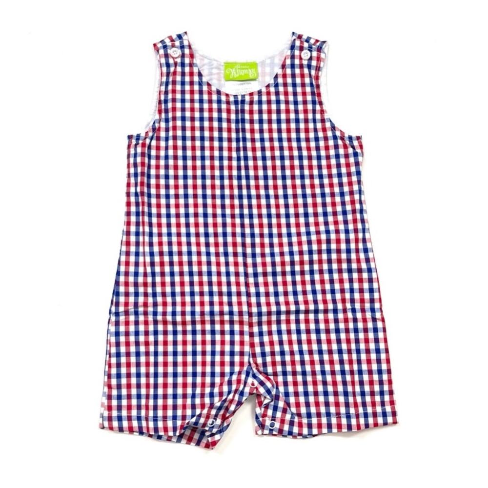 Classic Whimsy Patriotic Blue & Red Gingham Jon Jon